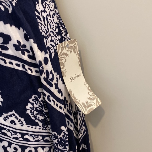 Style Me size L navy blue/ white asymmetrical sorry with label long front/back - Picture 5 of 5